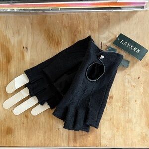 Lauren Ralph Lauren Black Fingerless Wool Blend Driving Gloves